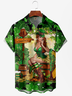 Hardaddy Hawaiian Button Up Shirt for Men Green St. Patrick's Day Lucky Clover Gold Coins Beauty Regular Fit Short Sleeve Shirt St Paddy's Day Shirt
