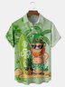 Hardaddy Hawaiian Button Up Shirt for Men Green St. Patrick's Day Lucky Clover Beach Paddleboard Regular Fit Short Sleeve Shirt St Paddy's Day Shirt