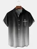 Shading Crucifix Chest Pocket Short Sleeve Shirt