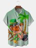 Hardaddy Hawaiian Button Up Shirt for Men Green St. Patrick's Day Lucky Clover Regular Fit Short Sleeve Shirt St Paddy's Day Shirt