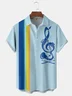 Music Contrast Chest Pocket Short Sleeve Bowling Shirt