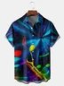 3D Music Note Chest Pocket Short Sleeve Shirt
