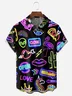 Geometric Flamingo Chest Pocket Short Sleeves Hawaiian Shirt