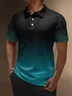 Hardaddy Black-green Abstract Gradient Geometric Regular Fit Button Short Sleeve Golf Polo Shirt