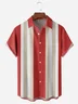 Hardaddy Geometric Stripe Chest Pocket Short Sleeve Bowling Shirt