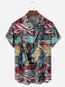 Hardaddy Flag Dinosaur Chest Pocket Short Sleeve Casual Shirt