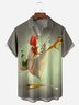 Hardaddy Kung fu Rooster Chest Pocket Short Sleeve Casual Shirt