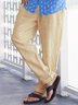Hardaddy Cotton and Linen Plain Hawaiian Casual Trousers