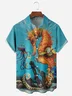 Sea Horse Chest Pocket Short Sleeve Hawaiian Shirt