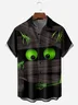 Halloween Skull Eyes Chest Pocket Short Sleeve Casual Shirt