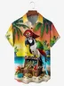 Hardaddy Men's Funny Button Down Hawaiian Shirts Beach Pirate Parrot Chest Pocket Short Sleeve Hawaiian Shirt