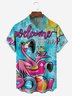 Flamingo Chest Pocket Short Sleeve Hawaiian Shirt
