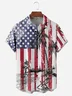 Hardaddy Patriotic Hawaiian Shirts Flag Coconut Tree Chest Pocket Short Sleeve Casual Shirt