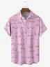 Hardaddy Moisture-Abstract Line Drawing Chest Pocket Short Sleeves Casual Pink Boob Shirt For Men