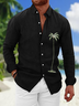 Hardaddy Cotton Coconut Tree Embroidered Long Sleeve Casual Shirt