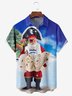 Christmas Pirate Santa Claus Chest Pocket Short Sleeve Casual Shirt