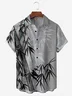 Hardaddy Hawaiian Shirt for Men Grey Bamboo Chest Pocket Short Sleeve Casual Button Down Shirt