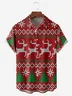 Christmas Knit Textured Christmas Deer Chest Pocket Short Sleeve Casual Shirt
