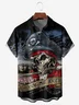 Hardaddy Black Skull Pirate Marine Chest Pocket Short Sleeve Hawaiian Botton Down Shirt