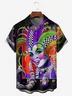 Hardaddy Mardi Gras Mask Chest Pocket Short Sleeve Casual Shirt