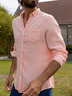 Hardaddy Cotton Plain Chest Pocket Long Sleeve Casual Shirt
