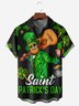 Hardaddy Hawaiian Button Up Shirt for Men Green St. Patrick's Day Lucky Clover Gold Coins Music Guitar Regular Fit Short Sleeve Shirt St Paddy's Day Shirt