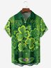 Hardaddy Hawaiian Button Up Shirt for Men Green St. Patrick's Day Lucky Clover Regular Fit Short Sleeve Shirt St Paddy's Day Shirt