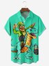 Hardaddy Hawaiian Button Up Shirt for Men Green St. Patrick's Day Dinosaur Beer Gold Coins Regular Fit Short Sleeve Shirt St Paddy's Day Shirt