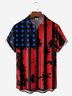 Flag Coconut Tree Chest Pocket Short Sleeve Casual Shirt