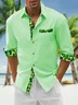 Hardaddy Cotton St Patricks Day Clover Chest Pocket Long Sleeve Casual Shirt