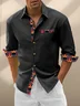 Hardaddy Cotton Patchwork Flame Print Chest Pocket Long Sleeved Shirt