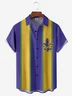Hardaddy Mardi Gras Day Regular Fit Purple Chest Pocket Short Sleeve Bowling Shirt For Men