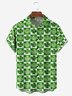 Hardaddy Hawaiian Button Up Shirt for Men Green St. Patrick's Day Lucky Clover Lucky Grid Regular Fit Short Sleeve Shirt St Paddy's Day Shirt