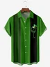 Hardaddy Hawaiian Button Up Shirt for Men Green And Black St. Patrick's Day Clover Wine Regular Fit Short Sleeve Bowling Shirt St Paddy's Day Shirt