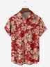 Hardaddy Holiday Style Hawaiian Series Plant Flower Leaf Element Lapel Short-Sleeved Shirt Print Top