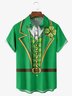 Hardaddy Hawaiian Button Up Shirt for Men Green St. Patrick's Day Lucky Clover Regular Fit Short Sleeve Shirt St Paddy's Day Shirt