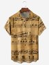 Music Notes Chest Pocket Short Sleeve Casual Shirt