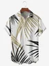 Hardaddy Men's Leaf Print Moisture Wicking Fabric Trendy Lapel Short Sleeve Shirt