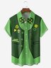 Hardaddy Hawaiian Button Up Shirt for Men Green St. Patrick's Day Lucky Clover Gold Coins Regular Fit Short Sleeve Shirt St Paddy's Day Shirt