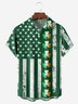 Hardaddy Hawaiian Button Up Shirt for Men Green St. Patrick's Day Lucky Clover American Flag Sharmark Regular Fit Short Sleeve Shirt St Paddy's Day Shirt