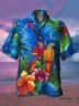 Hardaddy Mens Fancy Hawaiian Floral Parrots Print Casual Short Sleeve Aloha Shirt
