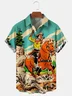 Men's Kentucky Derby Retro Western Cowboy Pocket Equestrian Casual Loose Comics Print Up To 4XLT Shirt