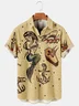 Hardaddy Men's Hawaiian Mermaid Ocean Element Retro Print Casual Breathable Short Sleeve Vintage Tattoo Hawaiian Shirt