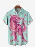 Hardaddy Moisture-wicking Dinosaur Flamingo Short Sleeve Aloha Shirt