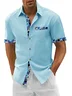 Hardaddy Cotton Plain Patchwork Contrasting Shark Casual Shirt