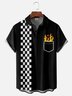 Hardaddy Black-white Plaid Racing Pocket Bowling Shirt