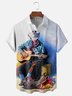 Hardaddy Breathable Wicking Western Cowboy Playing Guitar Aqua Drawing Chest Pocket Shirt