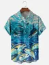 Hardaddy Breathable Marlins Fish Chest Pocket Hawaiian Shirt