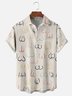 Hardaddy Moisture-wicking Abstract Line Drawing Chest Pocket Hawaiian Khaki Boob Shirt For Men
