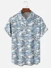 Moisture-wicking Sea Life Shark Chest Pocket Hawaiian Shirt
